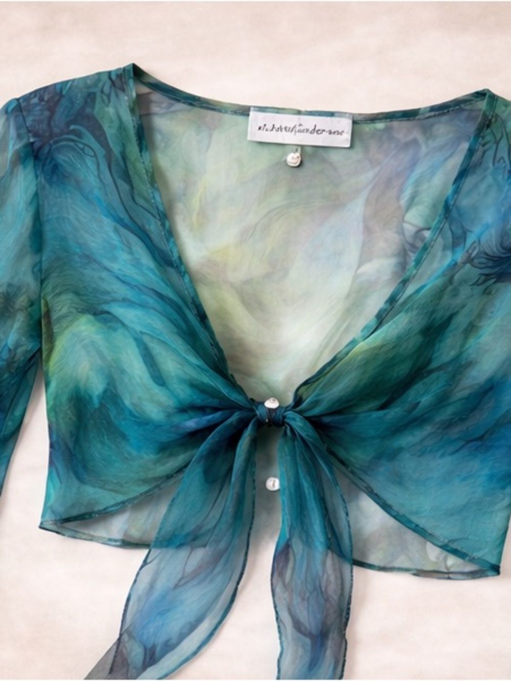 Number One Abstract Mesh Button-Down Top